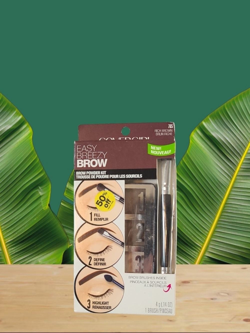 COVERGIRL Easy Breezy Brow Powder Kit - Rich Brown NIB 4 G/.14 Oz